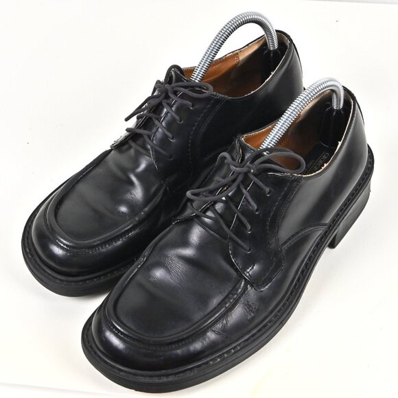 Giorgio Brutini Handcrafted Black Leather Apron Toe Derbies US 8 UK 7 Made Italy - Picture 2 of 16
